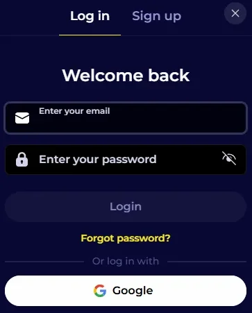 Inlogscherm casino desktop en mobiel apparaat